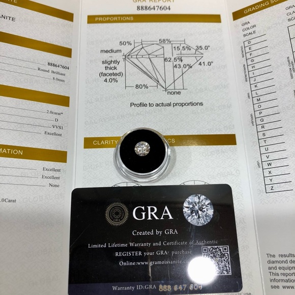 2ct loose moissanite diamond with certificate - Picture 4 of 8